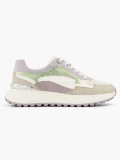 Discount Beige Chunky Sneaker Glitter Dames Sneakers