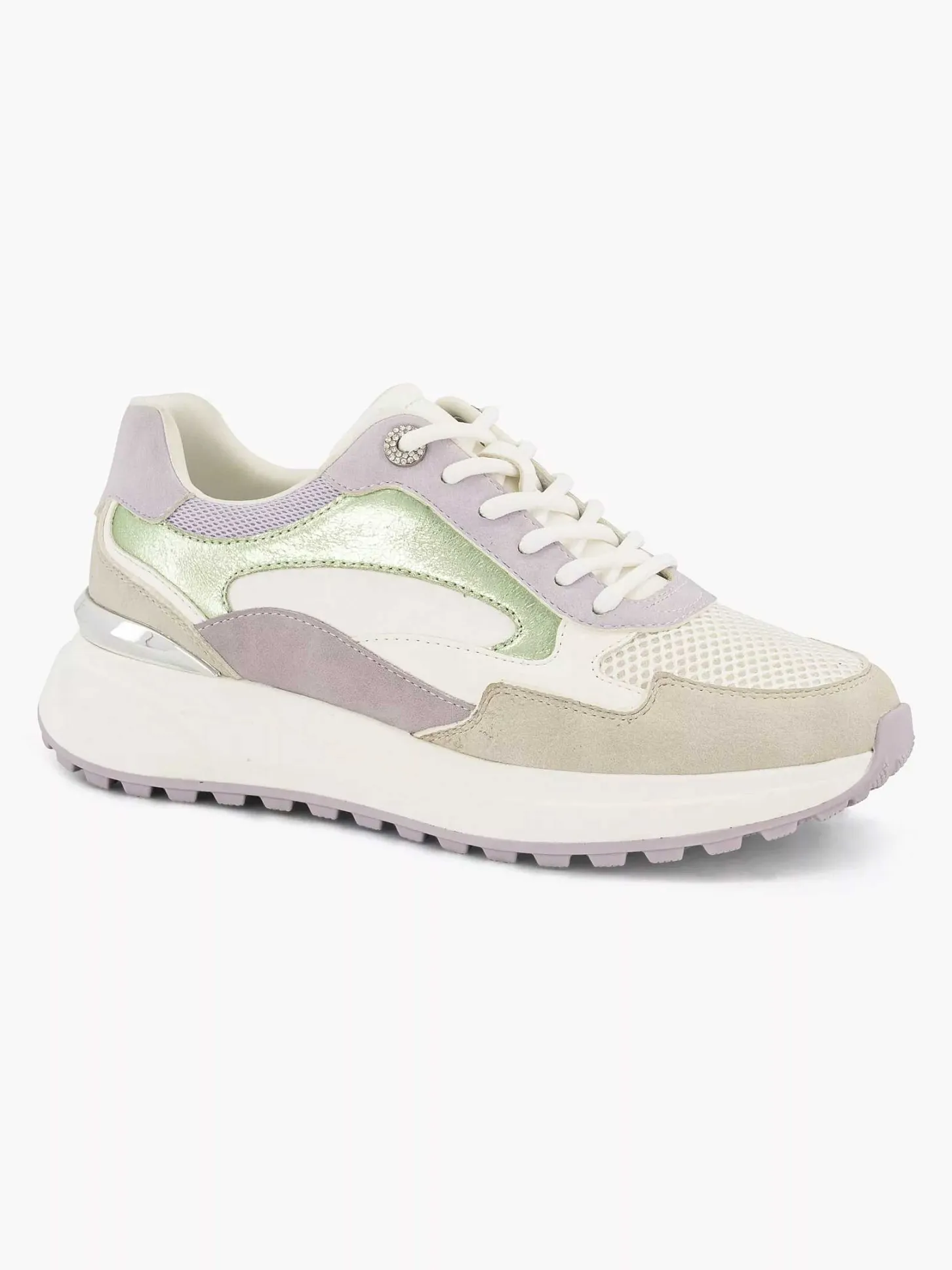 Discount Beige Chunky Sneaker Glitter Dames Sneakers