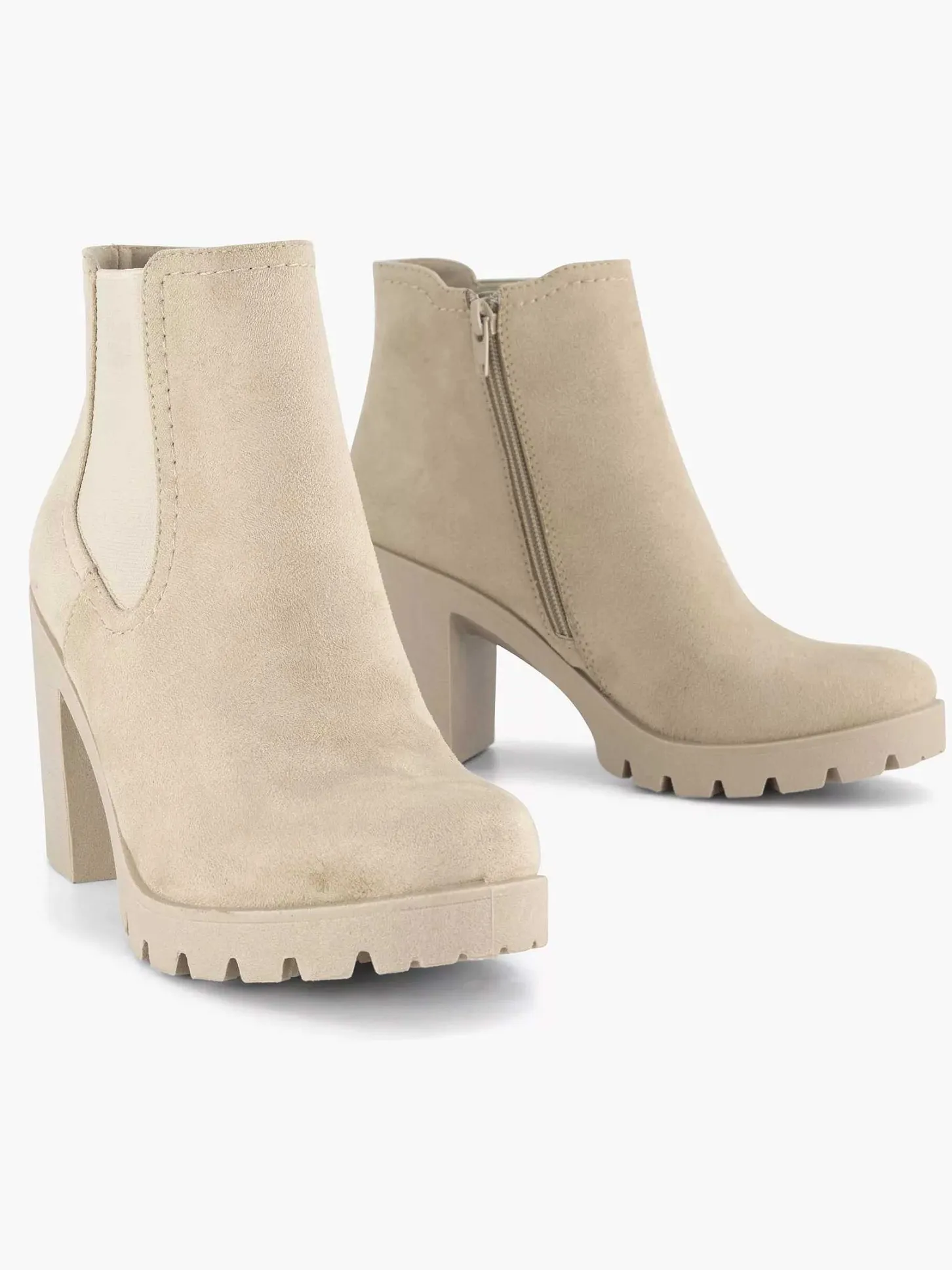 Sale Beige Enkellaars Hak Dames Enkellaarzen & Boots