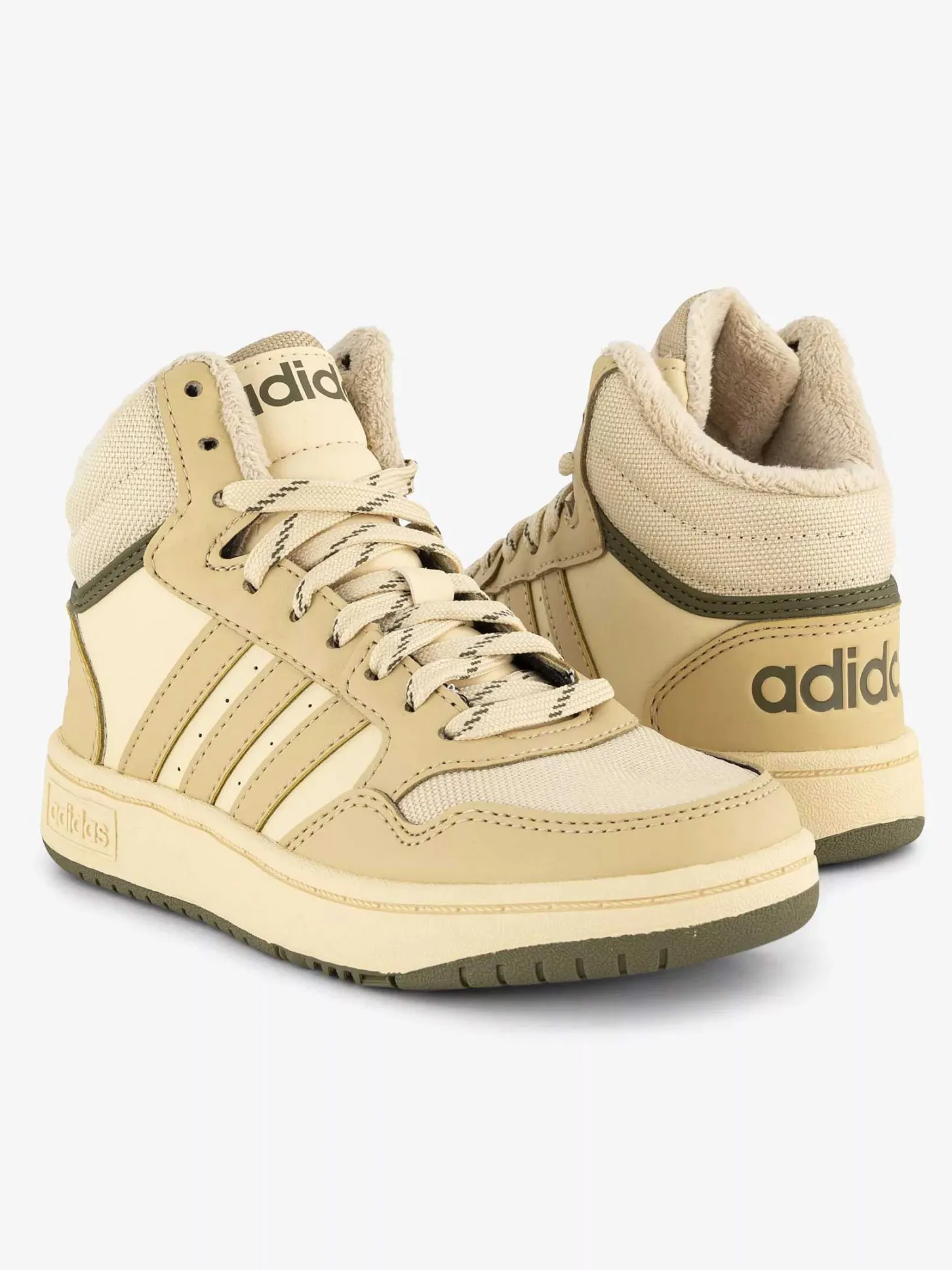 Hot Beige Hoops Mid 3.0 K Kinderen Jongensschoenen