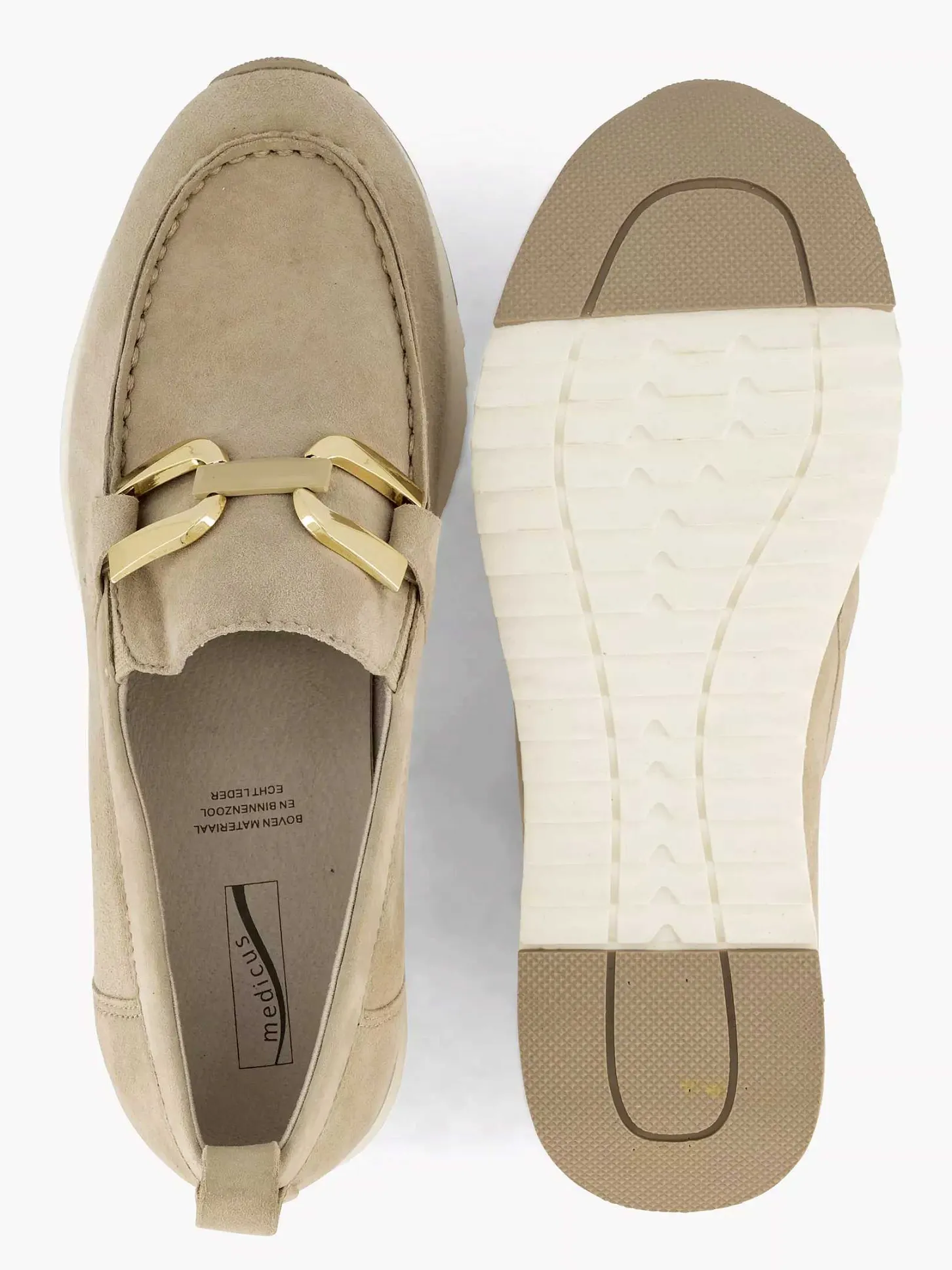 Hot Beige Leren Comfort Instapper Dames Comfort Schoenen