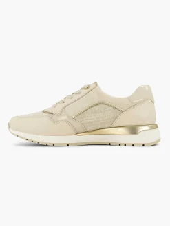 New Beige Leren Comfort Sneaker Dames Sneakers