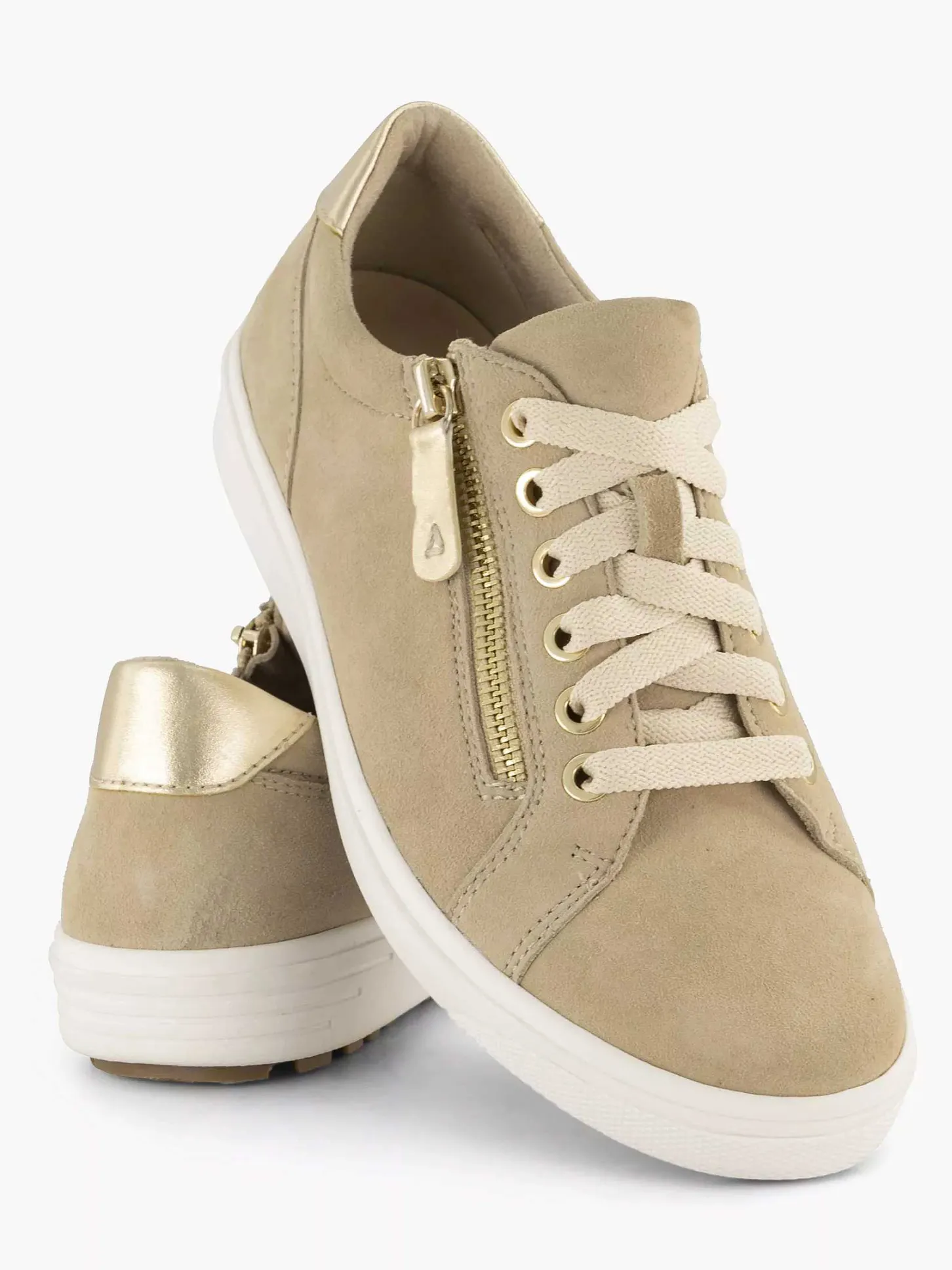 New Beige Leren Comfort Sneaker Dames Comfort Schoenen