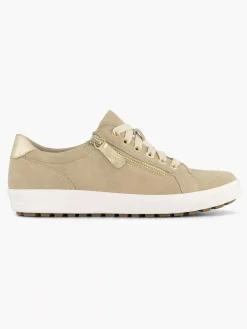New Beige Leren Comfort Sneaker Dames Comfort Schoenen