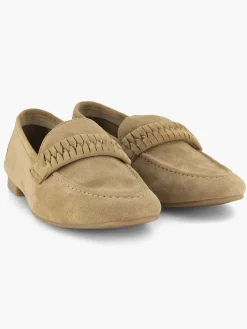 Clearance Beige Leren Loafer Dames Instappers