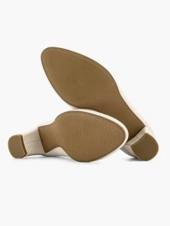 Beige Pump Blokhak Dames Hoge Hakken