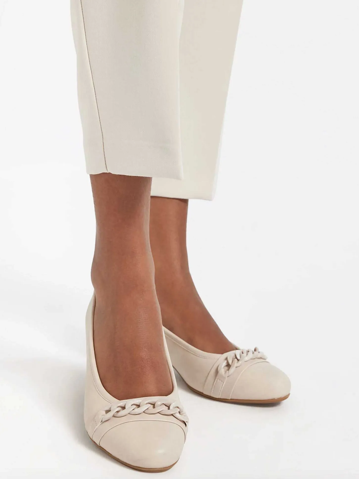 New Beige Pump Sierketting Dames Comfort Schoenen