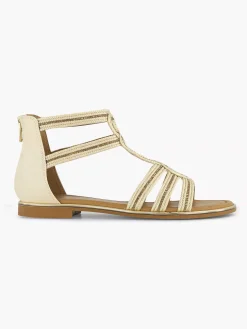 Discount Beige Sandaal Steentjes Dames Sandalen