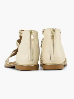 Discount Beige Sandaal Steentjes Dames Sandalen