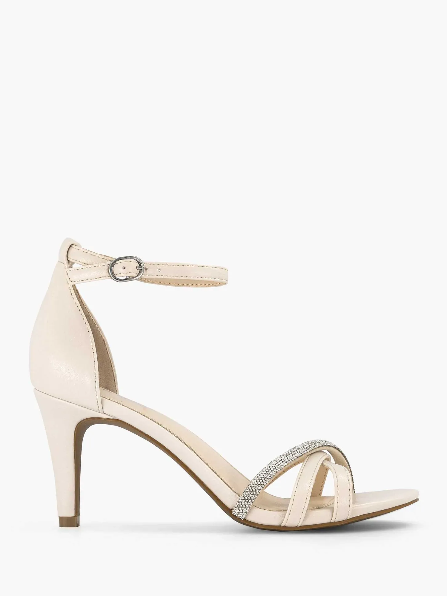 Beige Sandalette Steentjes Dames Hoge Hakken