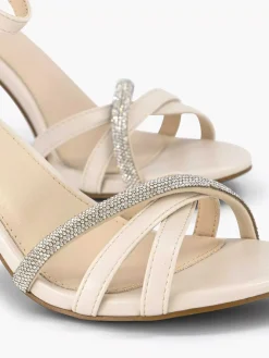Beige Sandalette Steentjes Dames Hoge Hakken