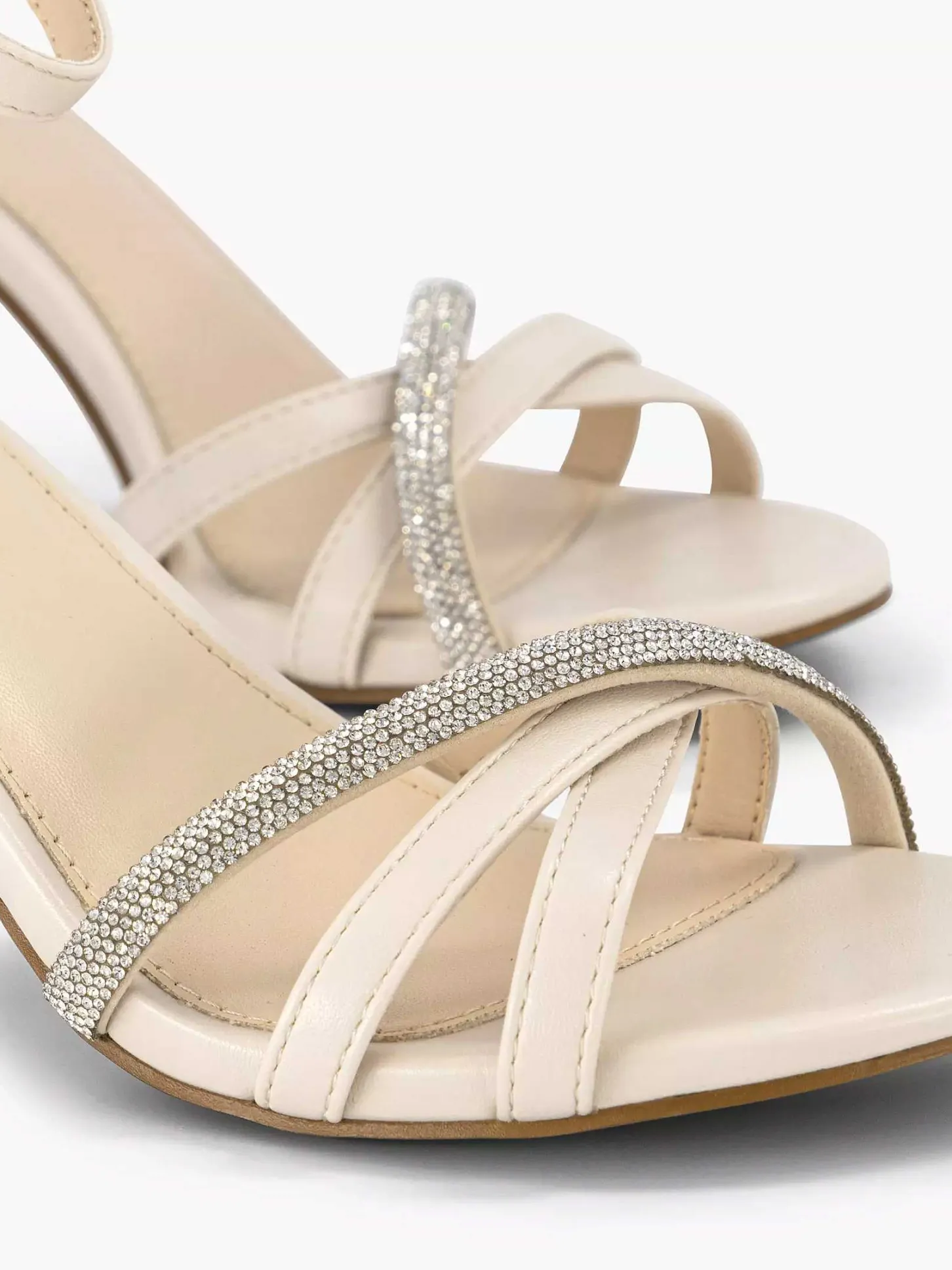 Beige Sandalette Steentjes Dames Hoge Hakken