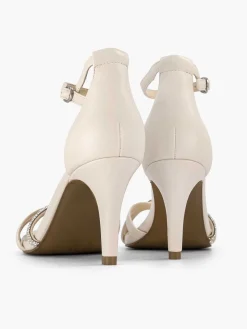 Beige Sandalette Steentjes Dames Hoge Hakken
