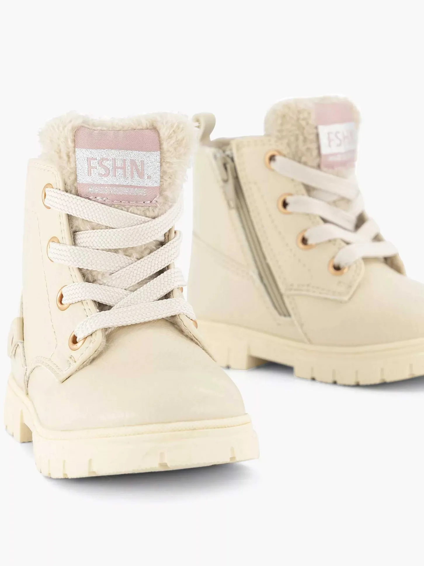 Online Beige Veterboot Teddy Kinderen Babyschoenen