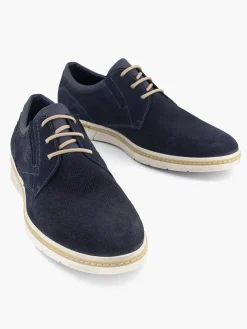 Online Blauwe Leren Veterschoen Heren Geklede Schoenen