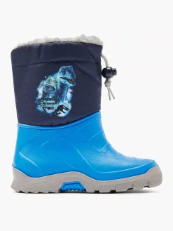 Outlet Blauwe Regenlaars Dino Gevoerd Kinderen Babyschoenen