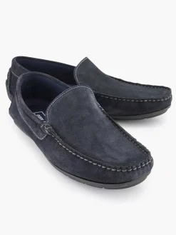 Discount Blauwe Suede Comfort Instapper Heren Instappers
