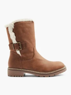 Clearance Bruine Enkelboot Gevoerd Dames Enkellaarzen & Boots