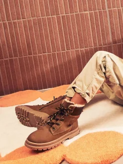 Sale Bruine Hoge Veterboot Kinderen Jongensschoenen