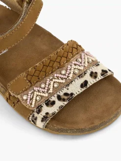 Discount Bruine Leren Sandalen Panterprint Kinderen Jongensschoenen