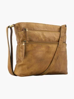Discount Bruine Leren Schoudertas Dames Online Exclusive Accessoires