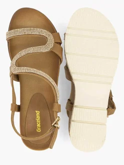 Clearance Bruine Sandaal Sierketting Dames Sandalen
