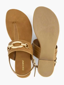 Outlet Bruine Sandaal Sierketting Dames Sandalen