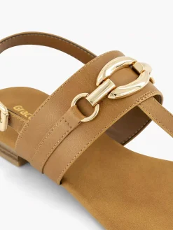 Outlet Bruine Sandaal Sierketting Dames Sandalen