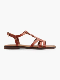 Sale Bruine Sandalen Gevlochten Dames Sandalen
