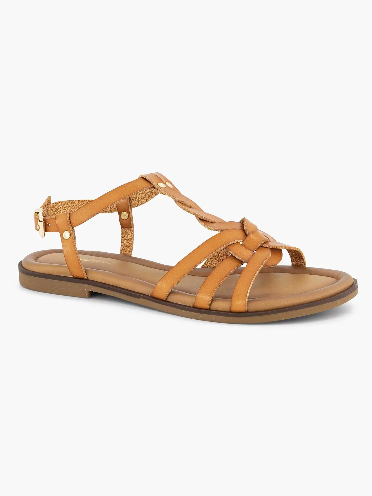 Sale Bruine Sandalen Gevlochten Dames Sandalen