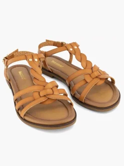 Sale Bruine Sandalen Gevlochten Dames Sandalen