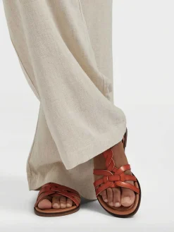 Sale Bruine Sandalen Gevlochten Dames Sandalen