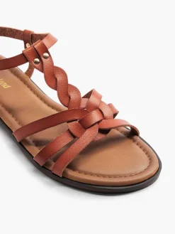 Sale Bruine Sandalen Gevlochten Dames Sandalen