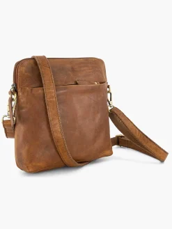Outlet Cognac Leren Schoudertas Dames Online Exclusive Accessoires