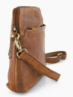 Outlet Cognac Leren Schoudertas Dames Online Exclusive Accessoires