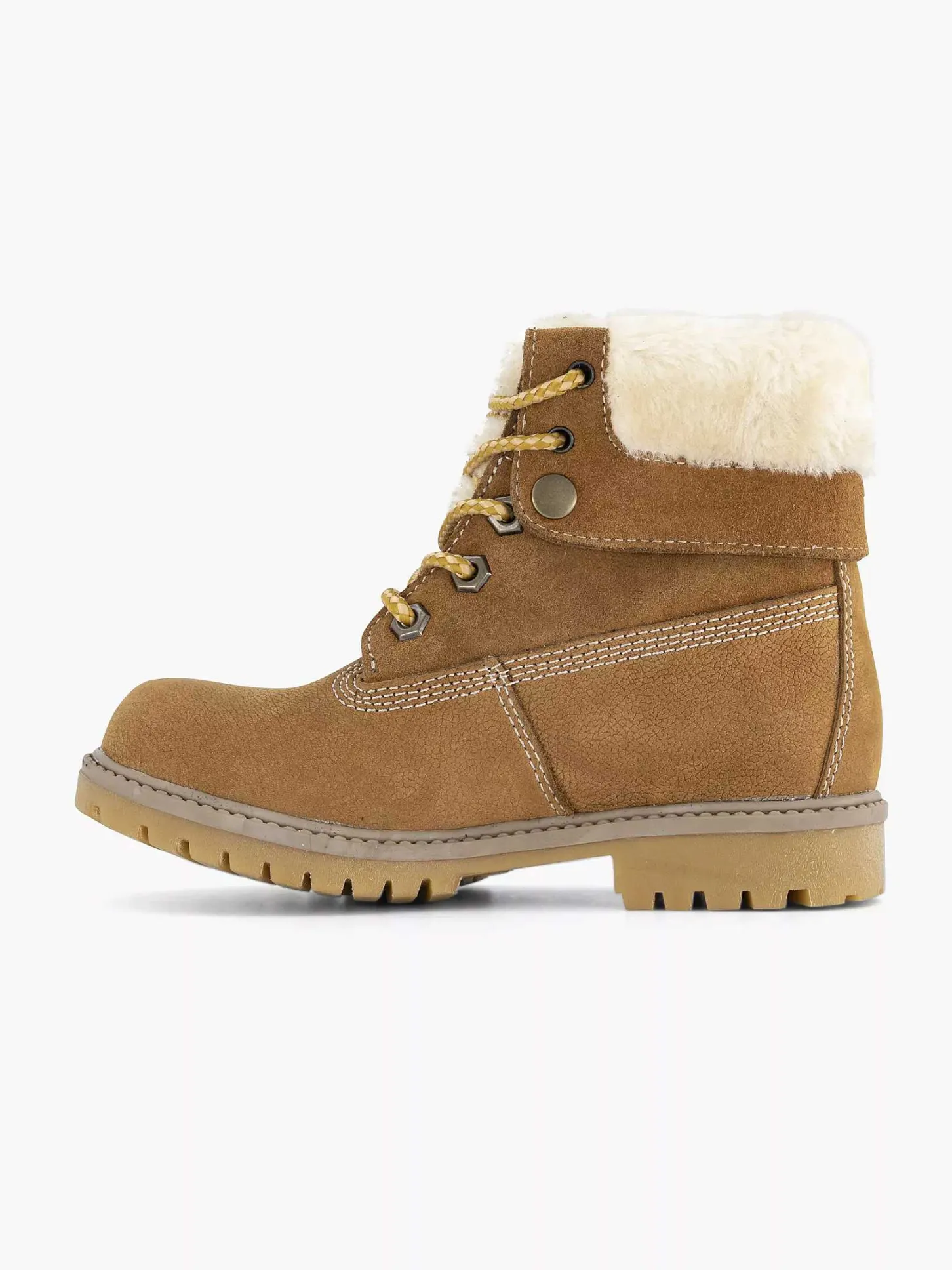 Online Cognac Leren Veterboot Gevoerd Kinderen Jongensschoenen
