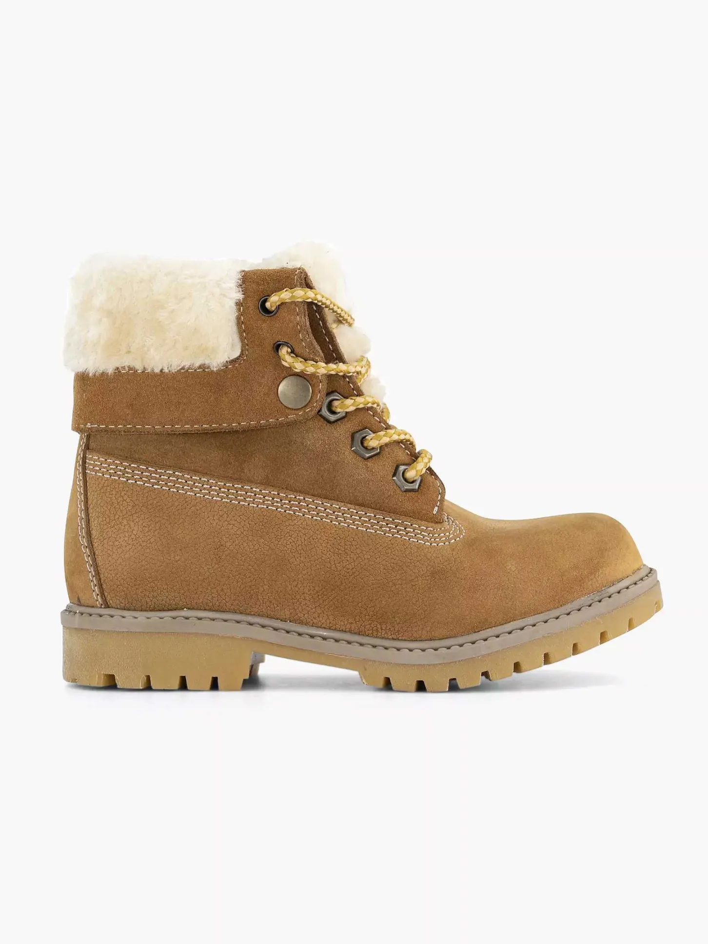 Online Cognac Leren Veterboot Gevoerd Kinderen Jongensschoenen