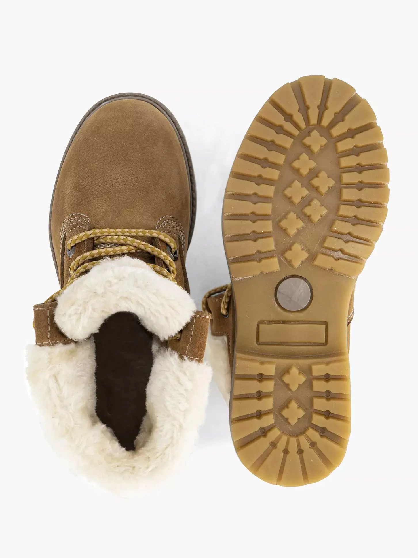 Online Cognac Leren Veterboot Gevoerd Kinderen Jongensschoenen