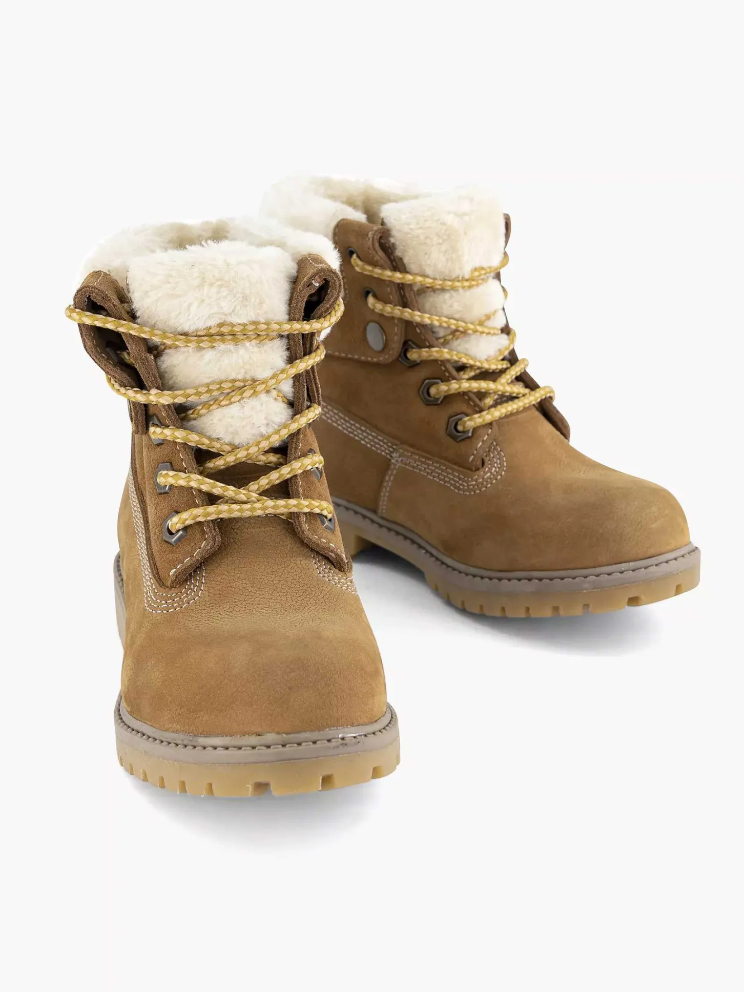 Online Cognac Leren Veterboot Gevoerd Kinderen Jongensschoenen