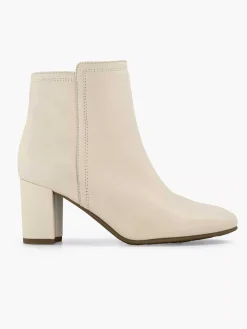 Discount Creme Leren Enkellaars Dames Enkellaarzen & Boots