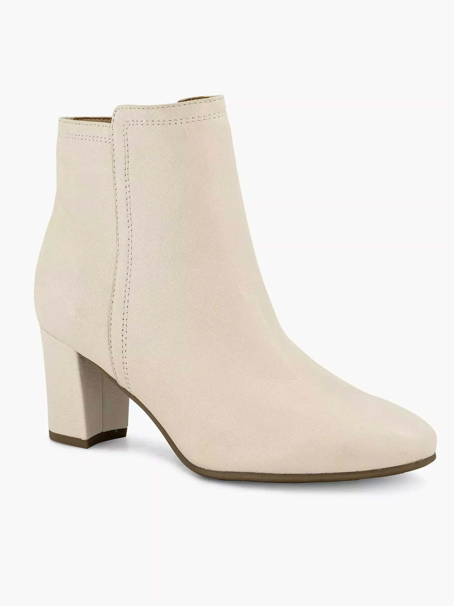 Discount Creme Leren Enkellaars Dames Enkellaarzen & Boots