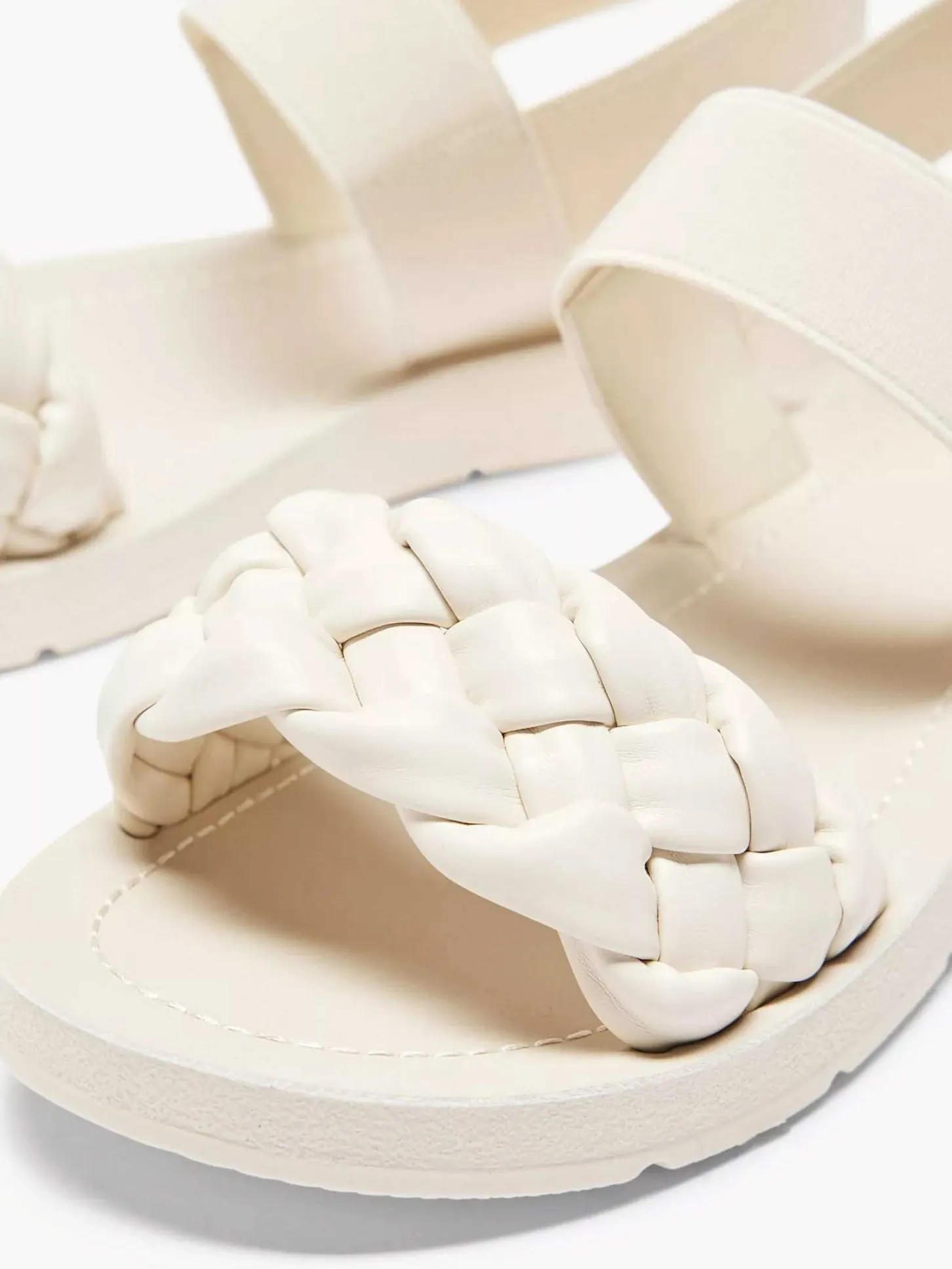 Hot Creme Sandaal Gevlochten Dames Sandalen