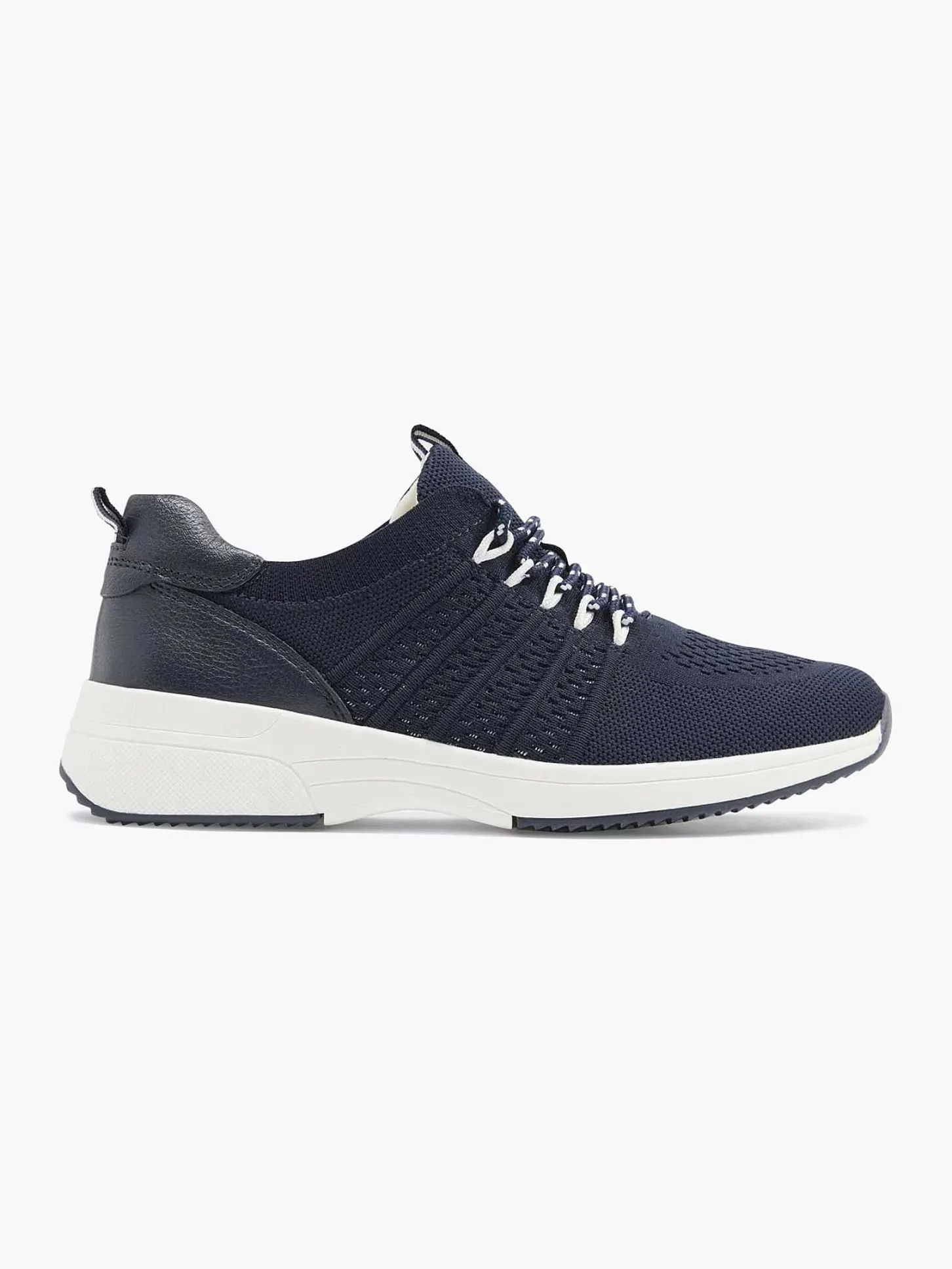 Clearance Donkerblauwe Leren Comfort Sneaker Dames Comfort Schoenen