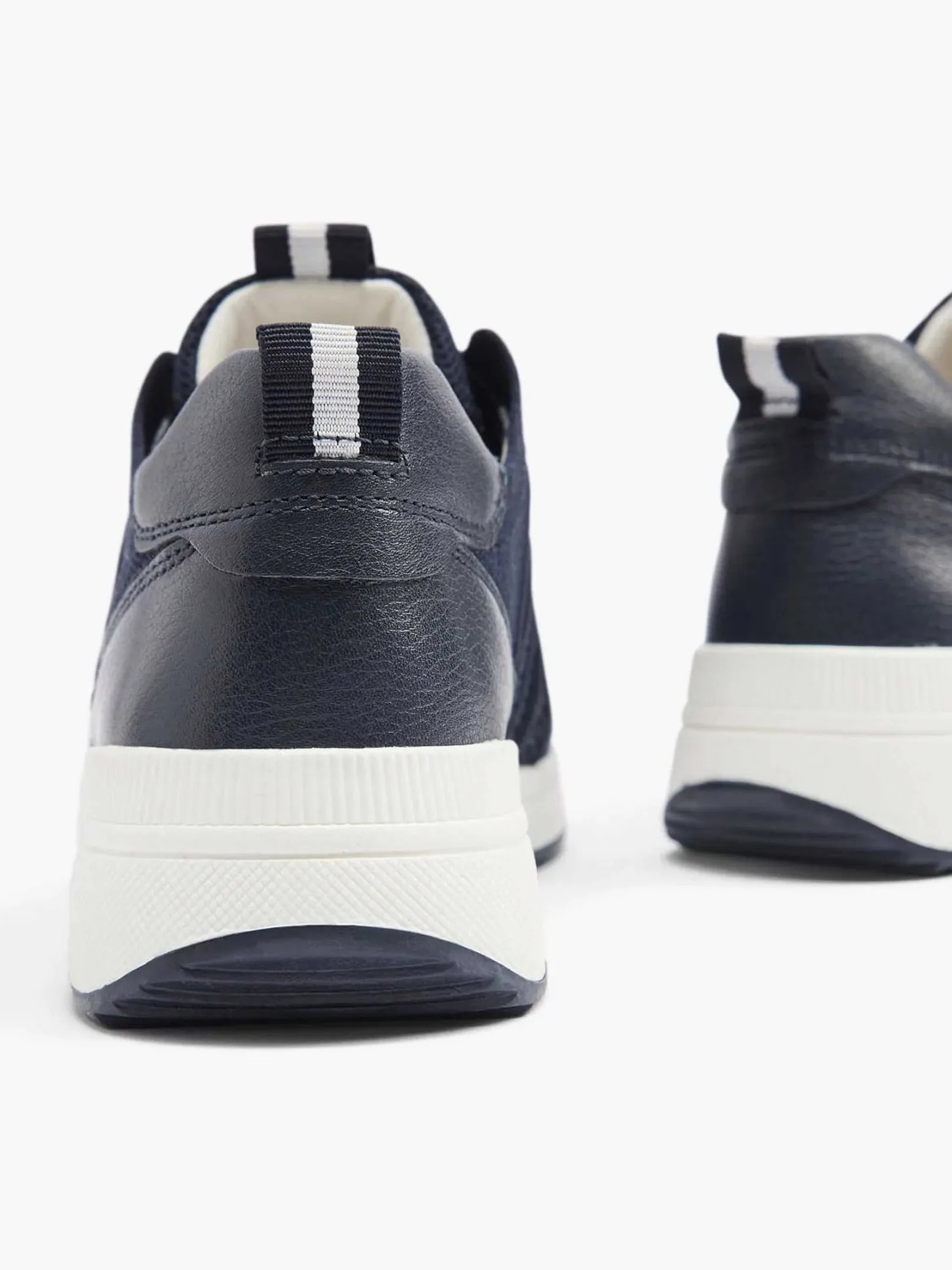 Clearance Donkerblauwe Leren Comfort Sneaker Dames Comfort Schoenen