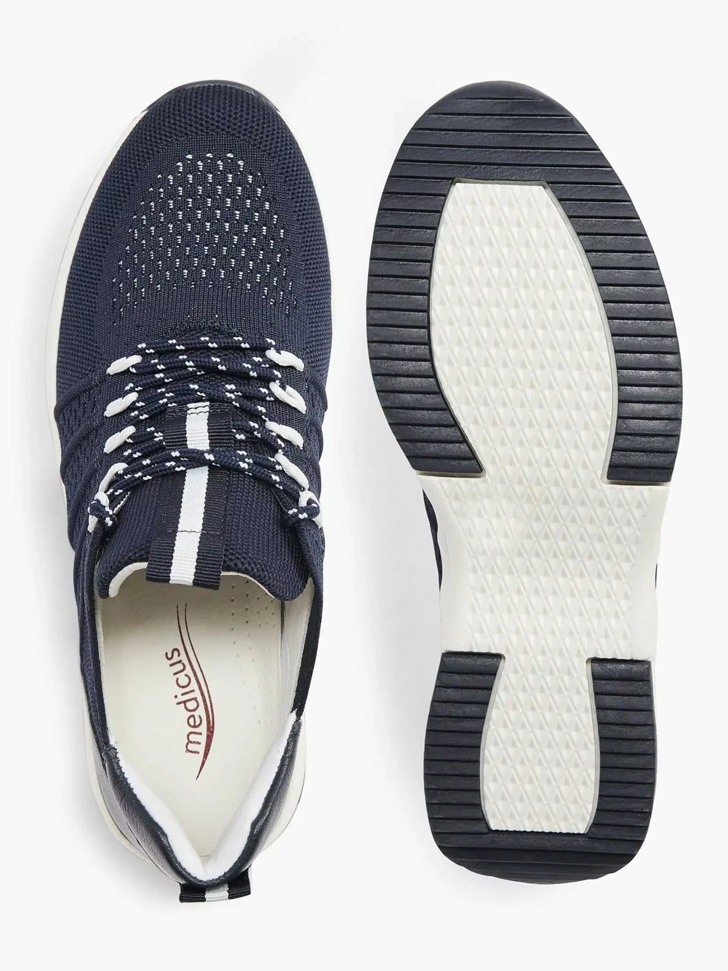 Clearance Donkerblauwe Leren Comfort Sneaker Dames Comfort Schoenen