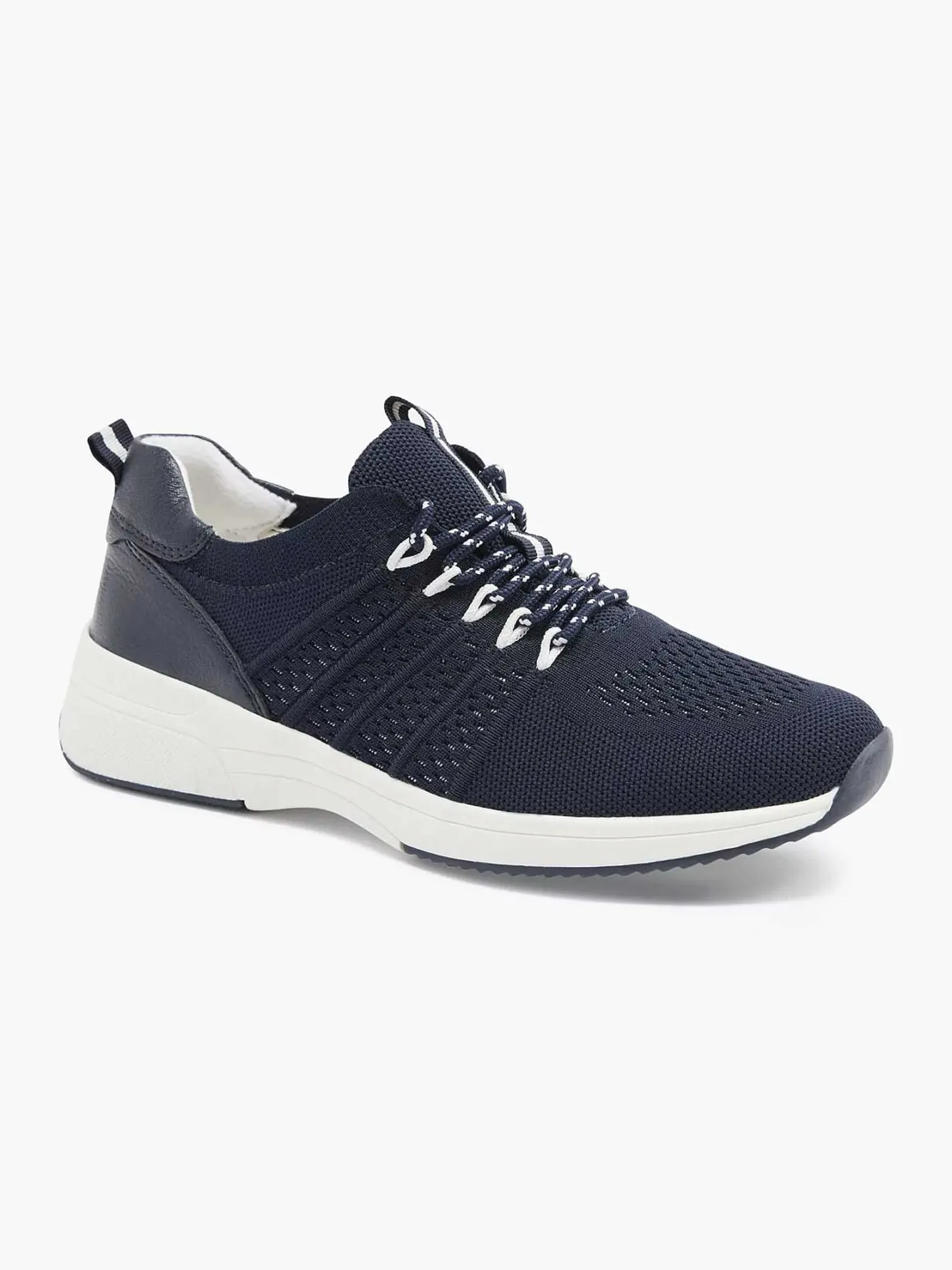 Clearance Donkerblauwe Leren Comfort Sneaker Dames Comfort Schoenen
