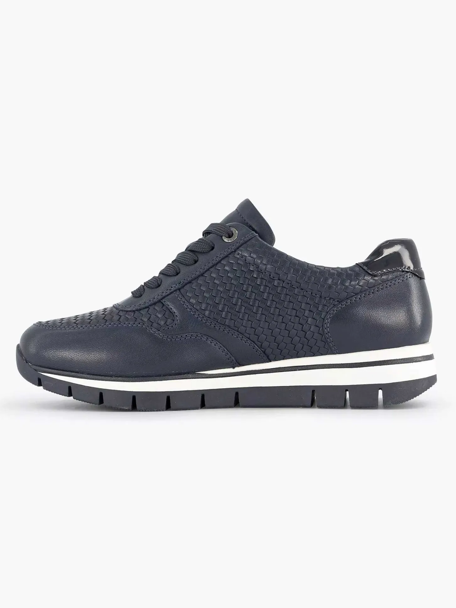 Clearance Donkerblauwe Leren Comfort Sneaker Dames Sneakers