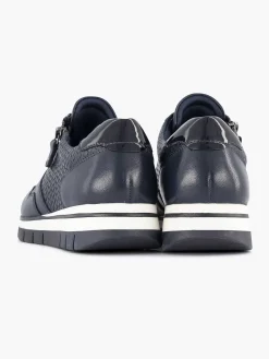 Clearance Donkerblauwe Leren Comfort Sneaker Dames Sneakers