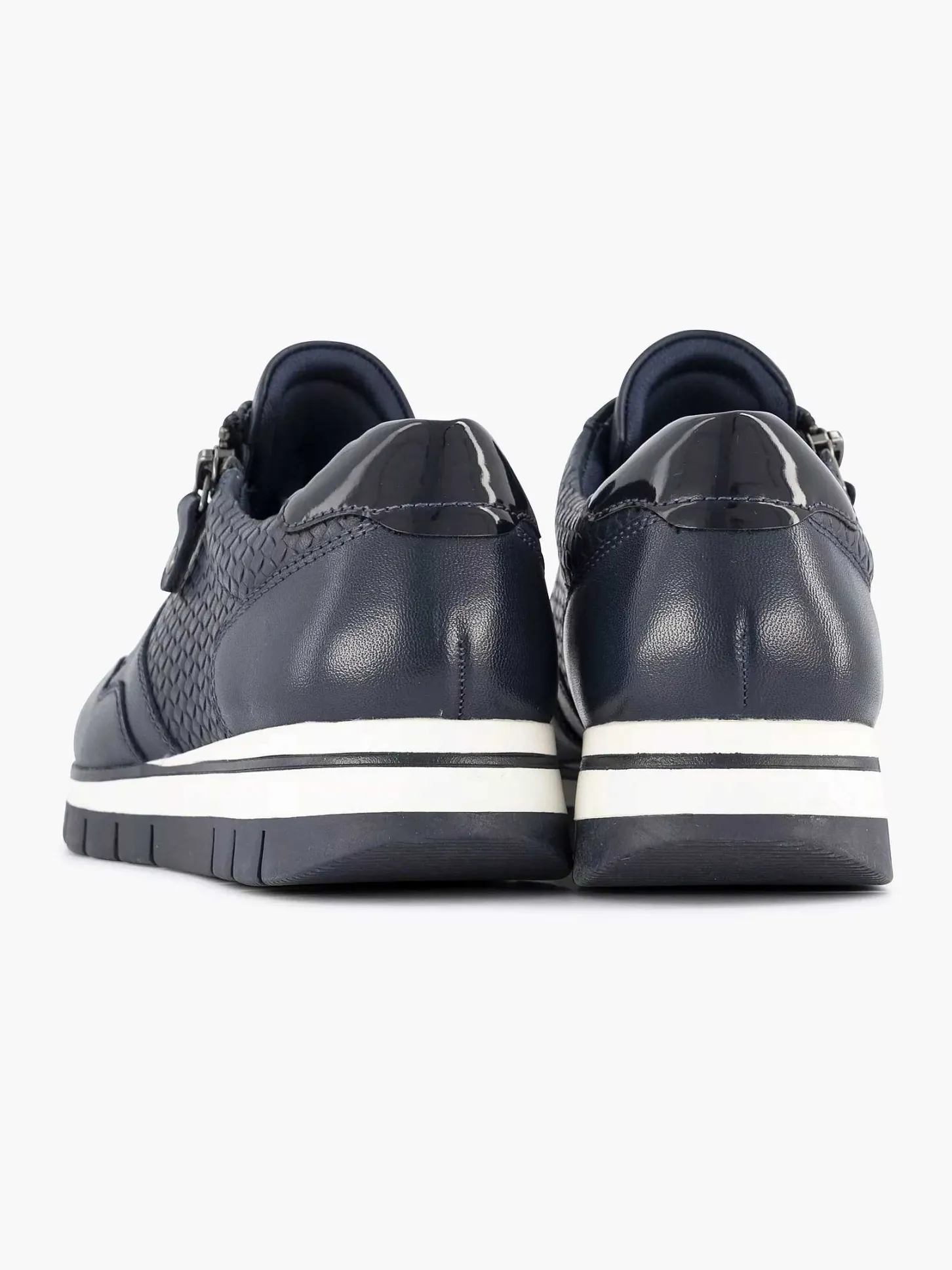 Clearance Donkerblauwe Leren Comfort Sneaker Dames Sneakers