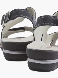 Clearance Donkerblauwe Leren Sandaal Dames Comfort Schoenen